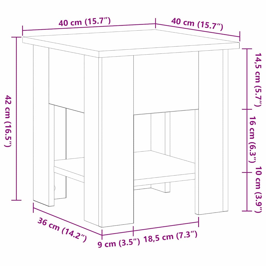 Sofabord Sort eg 40 x 40 x 42 cm Konstrueret træ