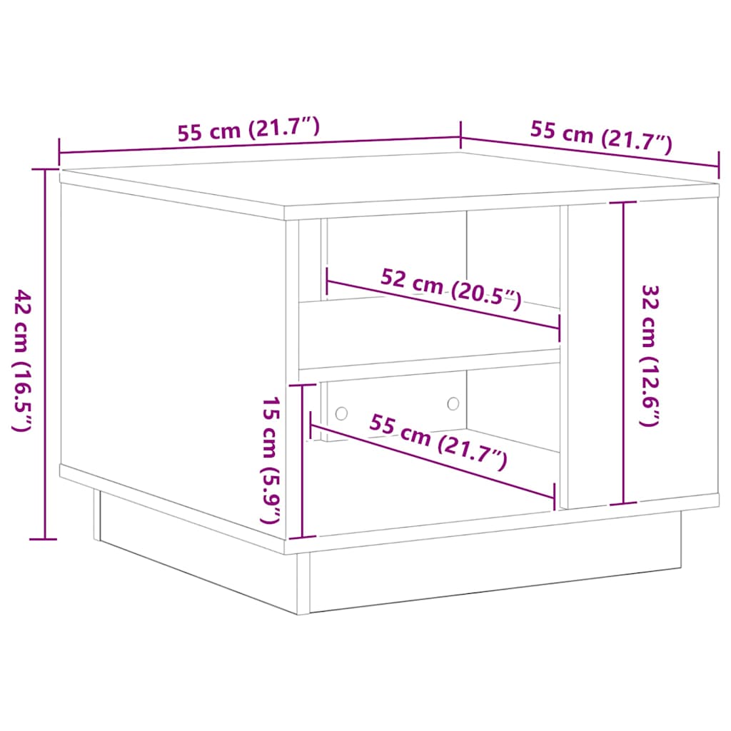 Sofabord Sort eg 55 x 55 x 42 cm Konstrueret træ