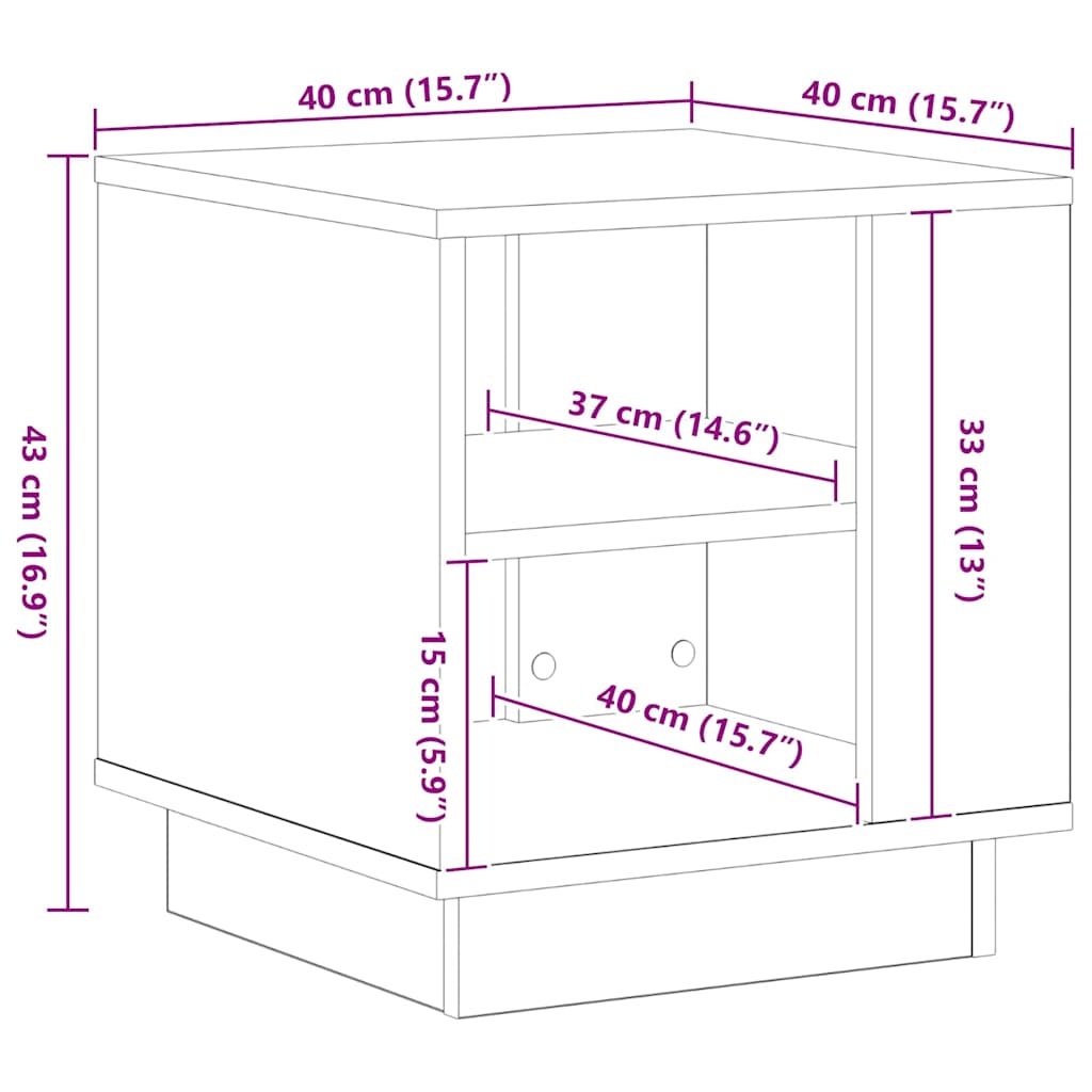 Sofabord Sort eg 40 x 40 x 43 cm Konstrueret træ