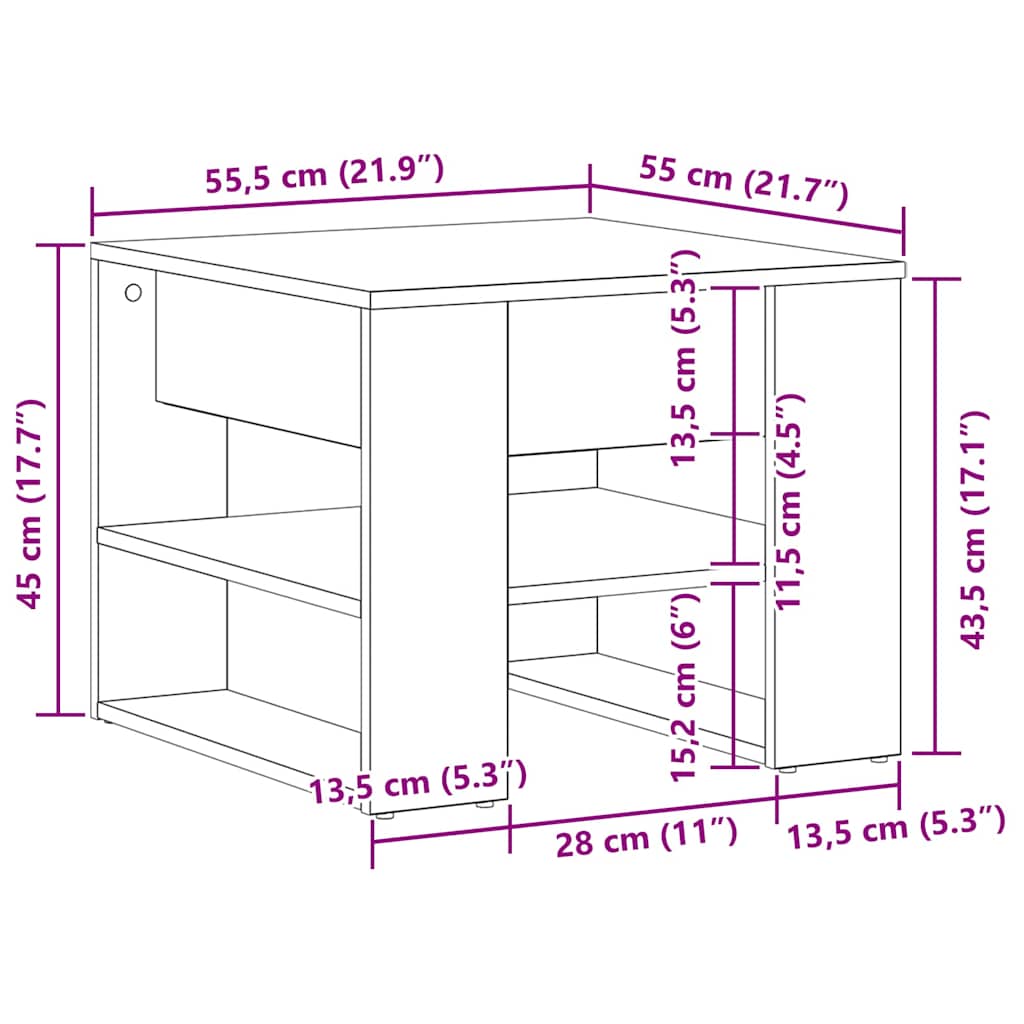 Sofabord Sort eg 55,5 x 55 x 45 cm Konstrueret træ
