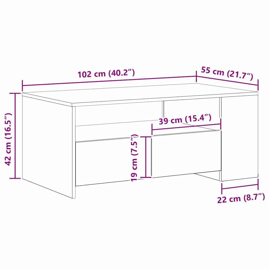 Sofabord Artisan Egetræ 102 x 55 x 43,5 cm Konstrueret træ