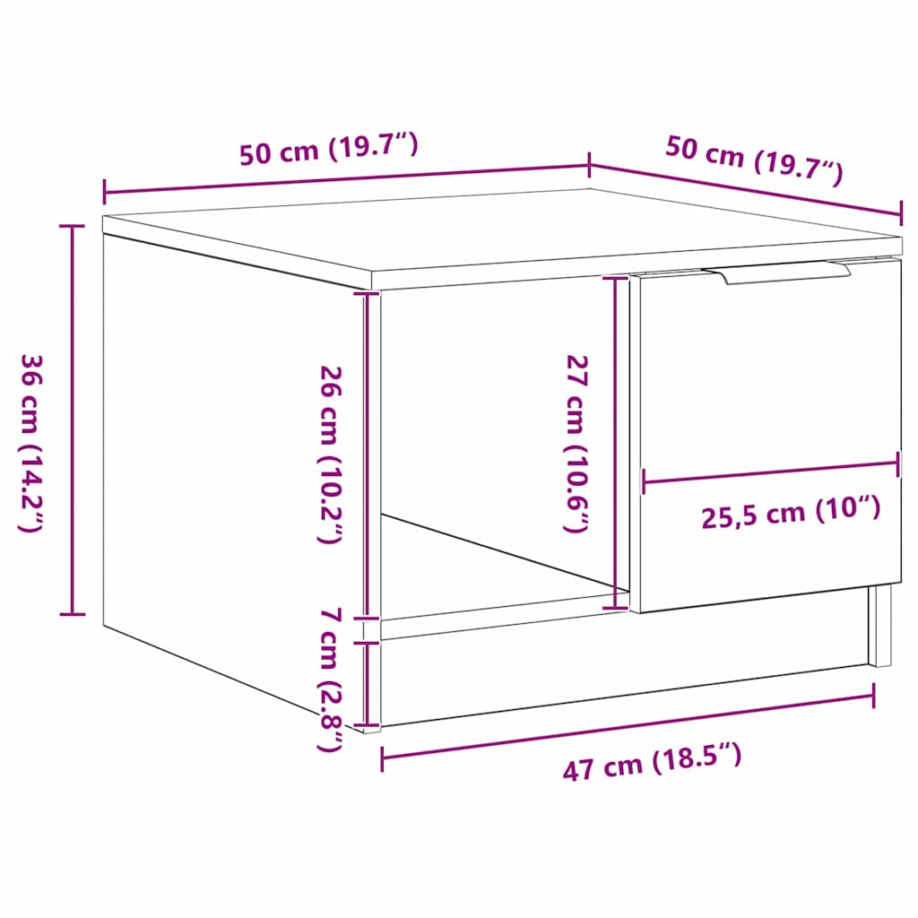 Sofabord Sort eg 50 x 50 x 36 cm Konstrueret træ