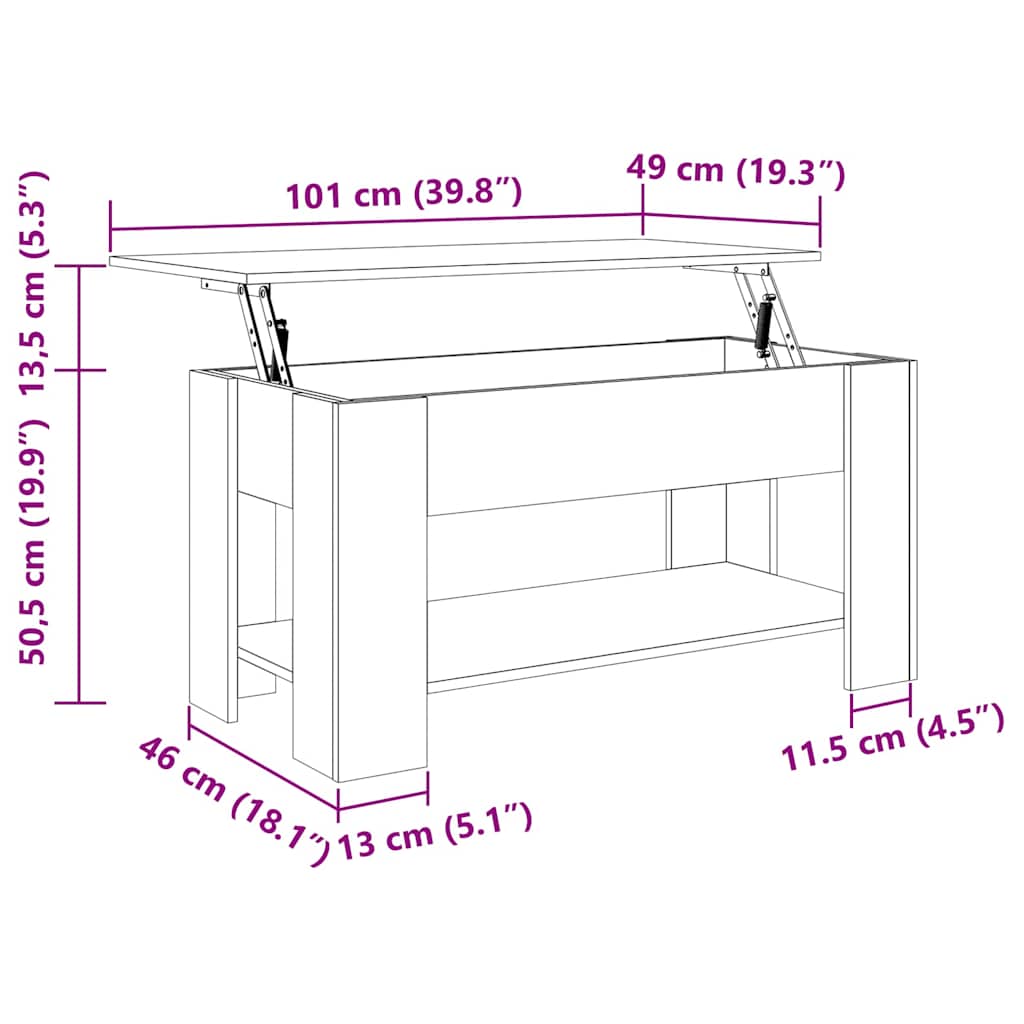 Sofabord Sort eg 101 x 49 x 52 cm Konstrueret træ
