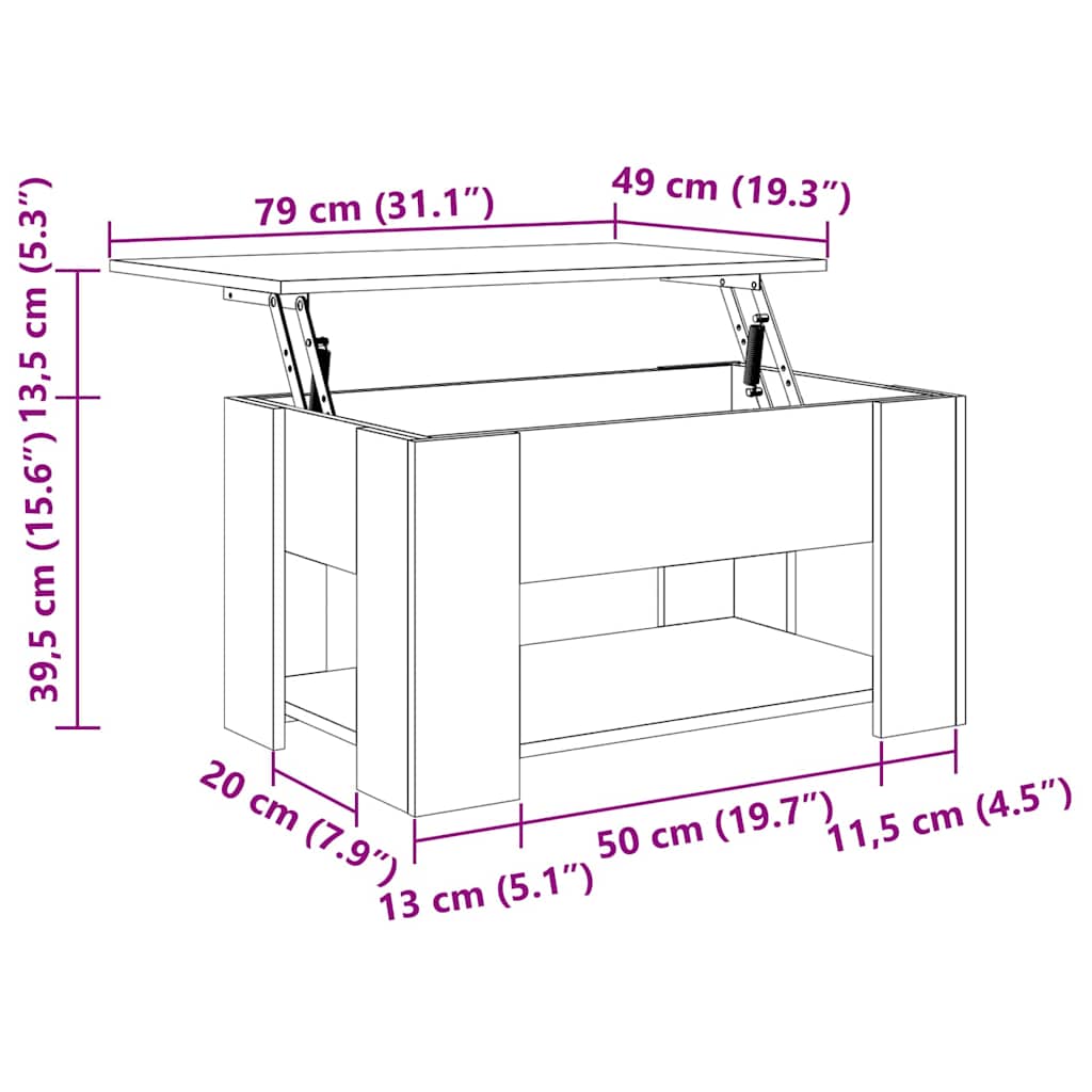 Sofabord Sort eg 79 x 49 x 41 cm Konstrueret træ