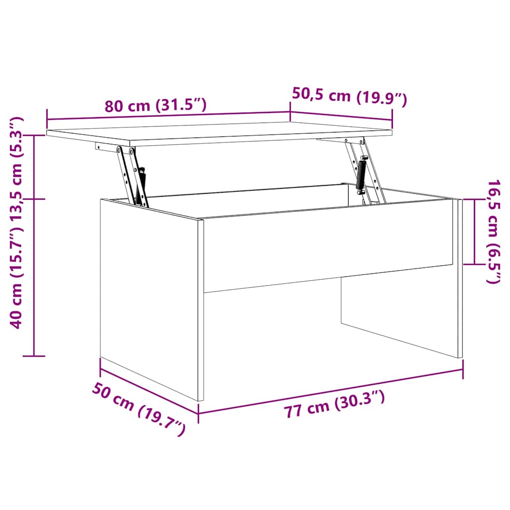 Sofabord Sort eg 80 x 50,5 x 41,5 cm Konstrueret træ