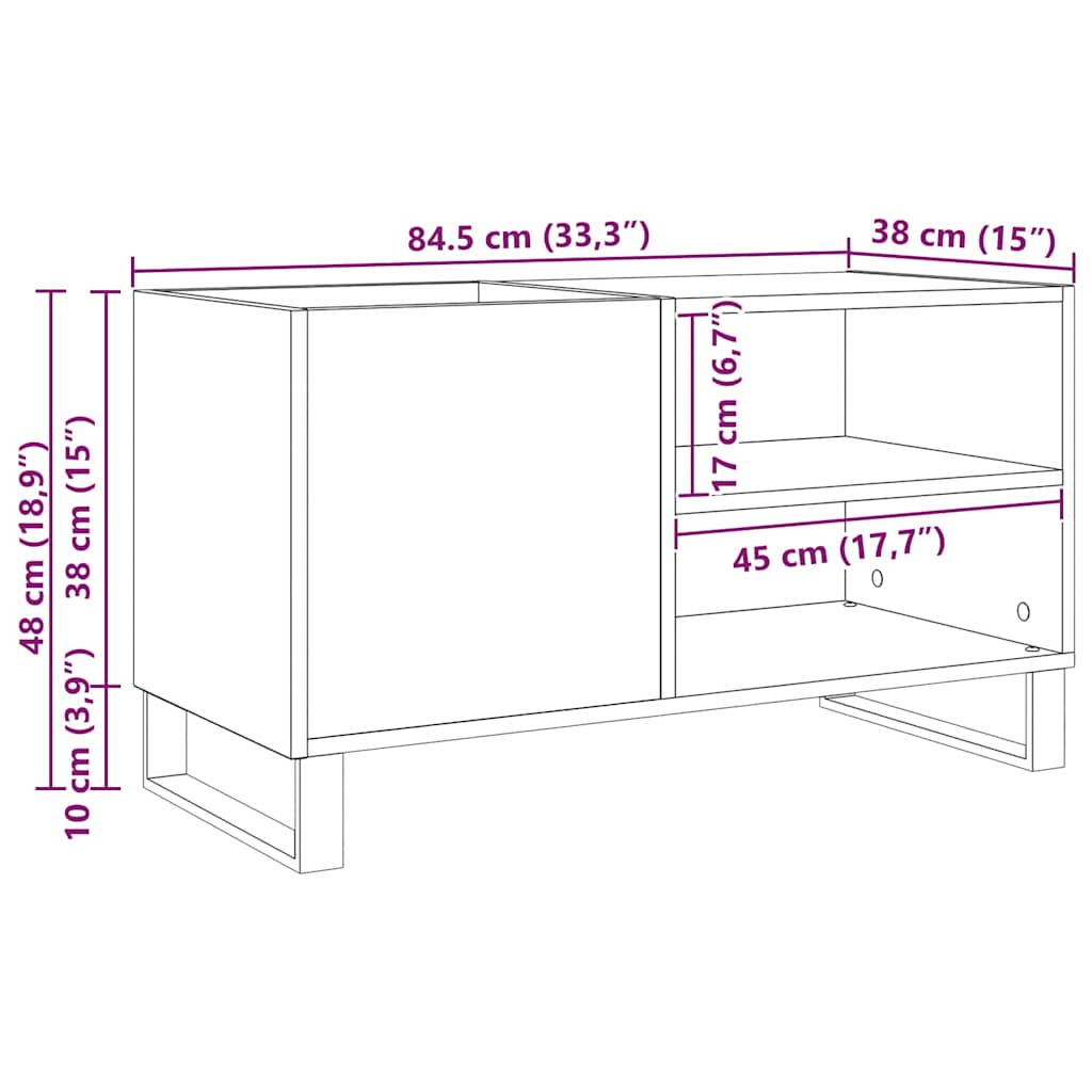 Pladeskab Sort eg 85 x 38 x 48 cm Konstrueret træ