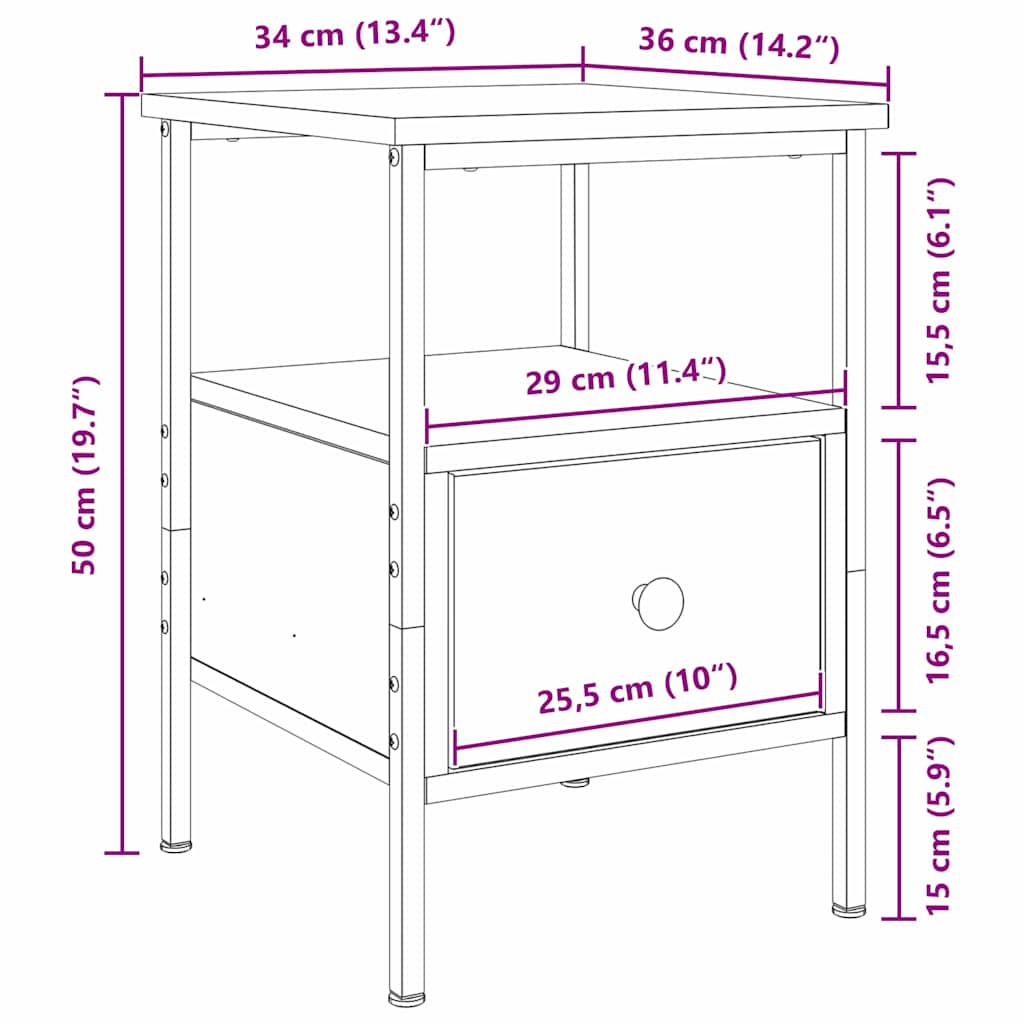 Natskab Sort eg 34 x 36 x 50 cm Konstrueret træ