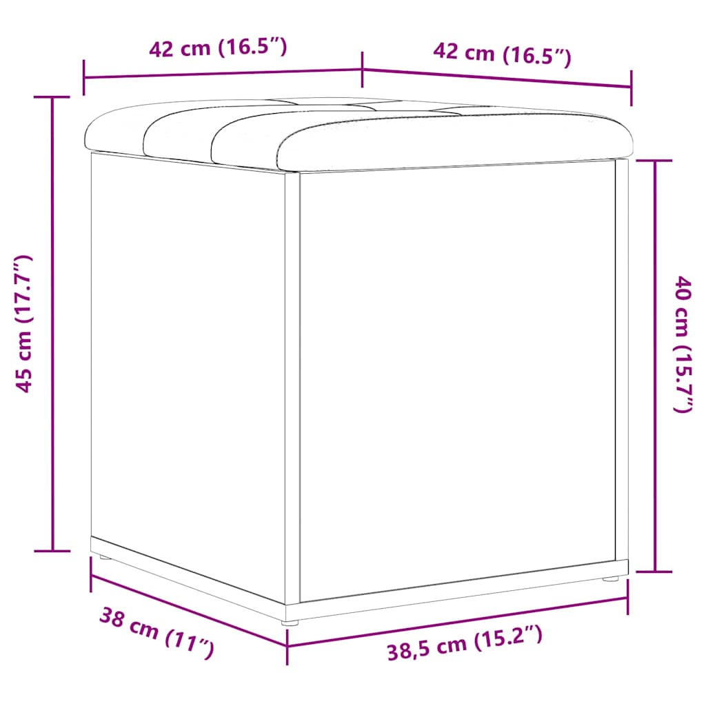 Opbevaringsbænk Sort eg 42 x 42 x 45 cm Konstrueret træ