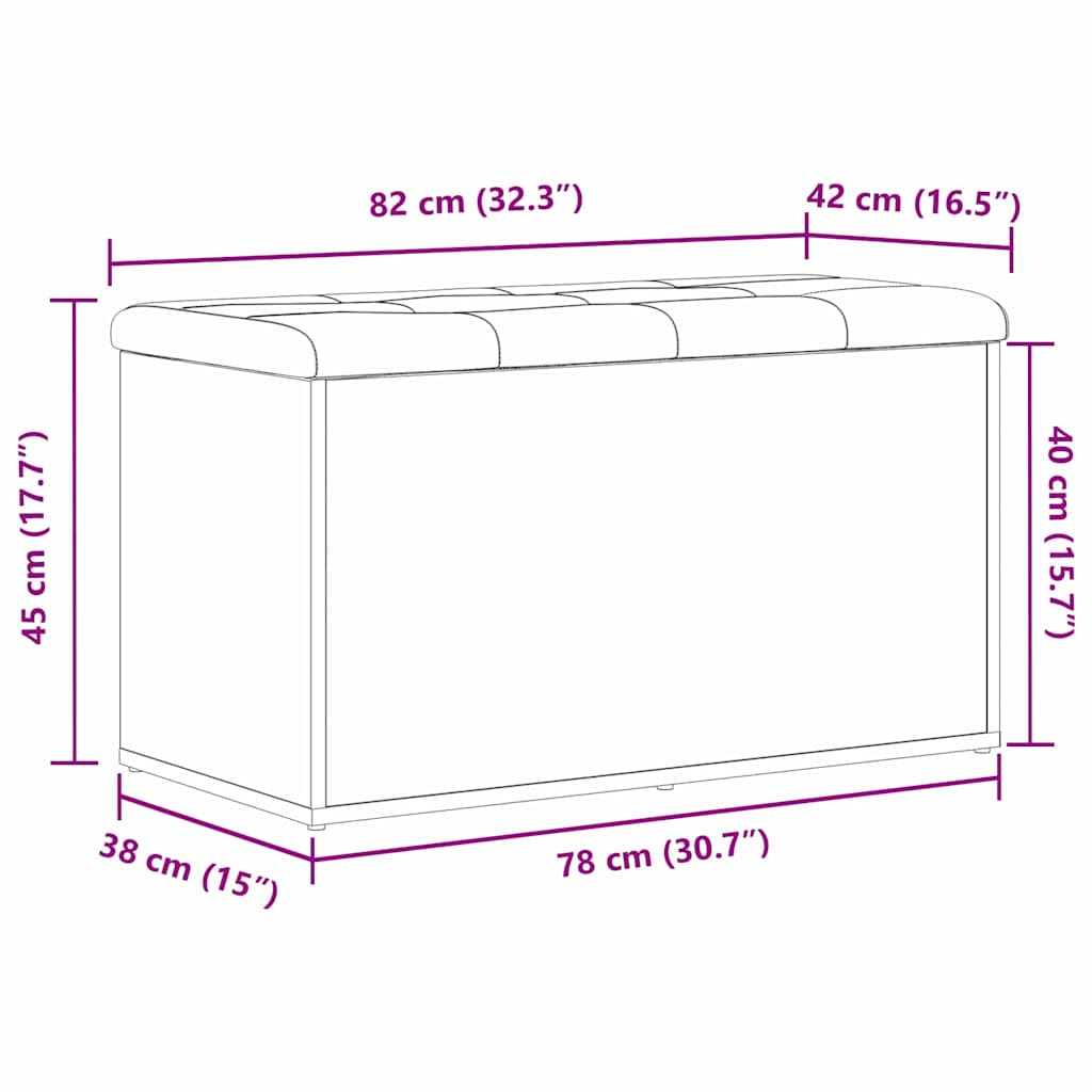 Opbevaringsbænk Sort eg 82 x 42 x 45 cm Konstrueret træ