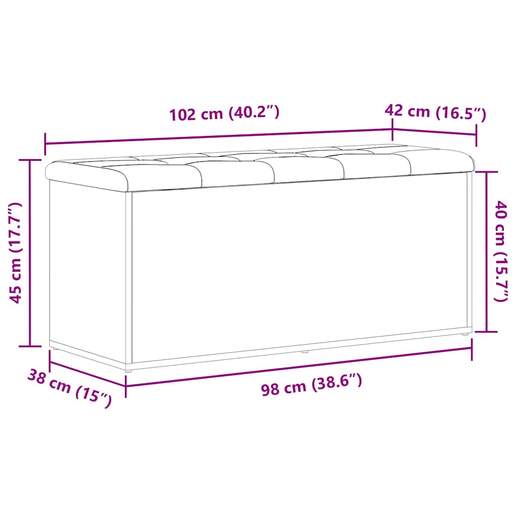 Opbevaringsbænk Sort eg 102 x 42 x 45 cm Konstrueret træ