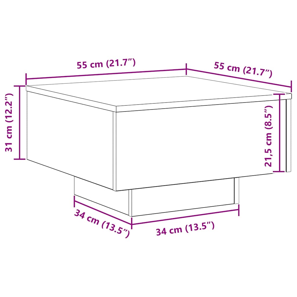 Sofabord Gammelt træ 55 x 55 x 31 cm Konstrueret træ