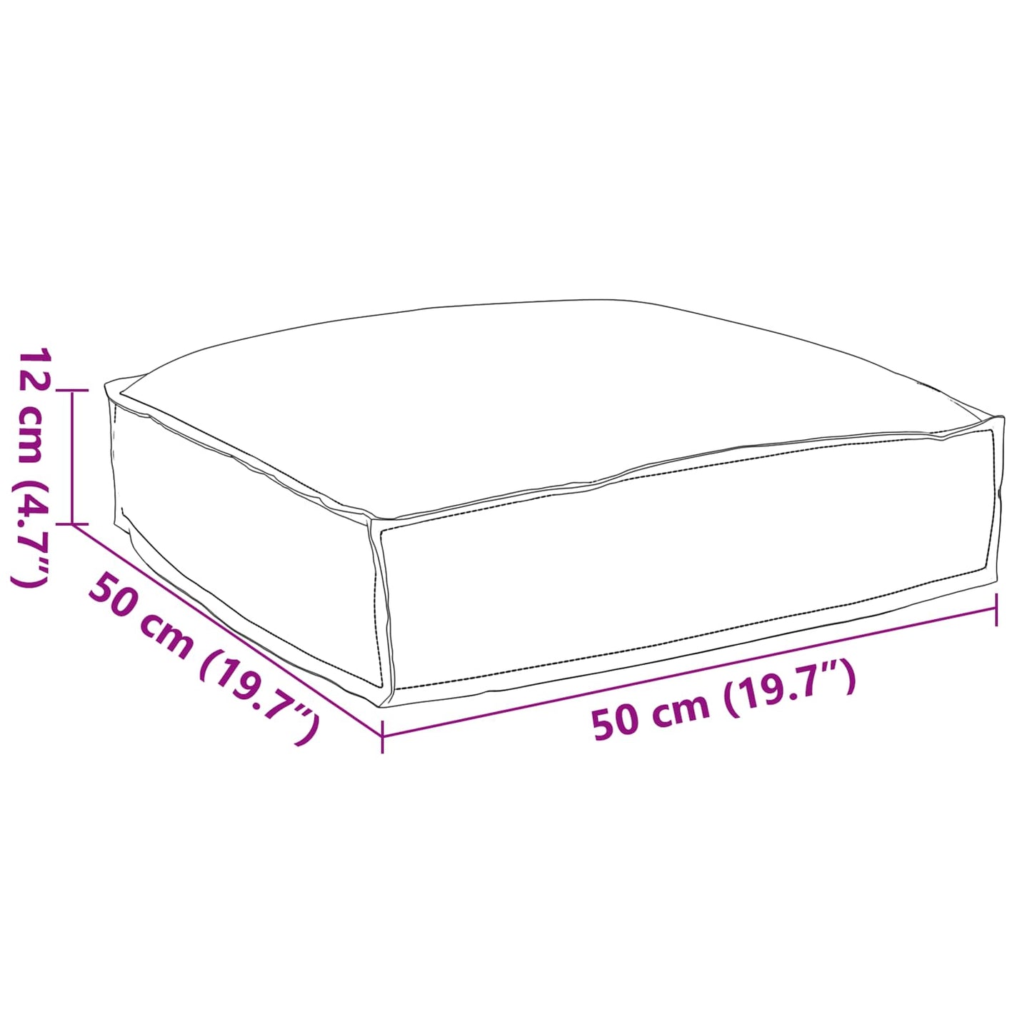Pude Oxford stof Cremefarvet 50 x 50 x 12 cm