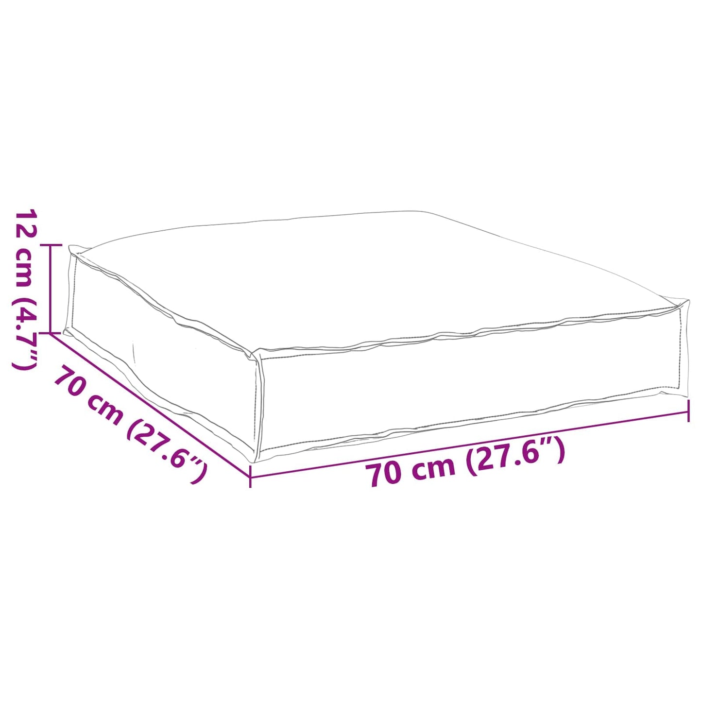 Pude Oxford stof Creme 70 x 70 x 12 cm