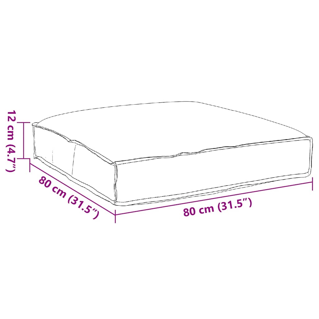 Pude Oxford stof Gråbrun 80 x 80 x 12 cm