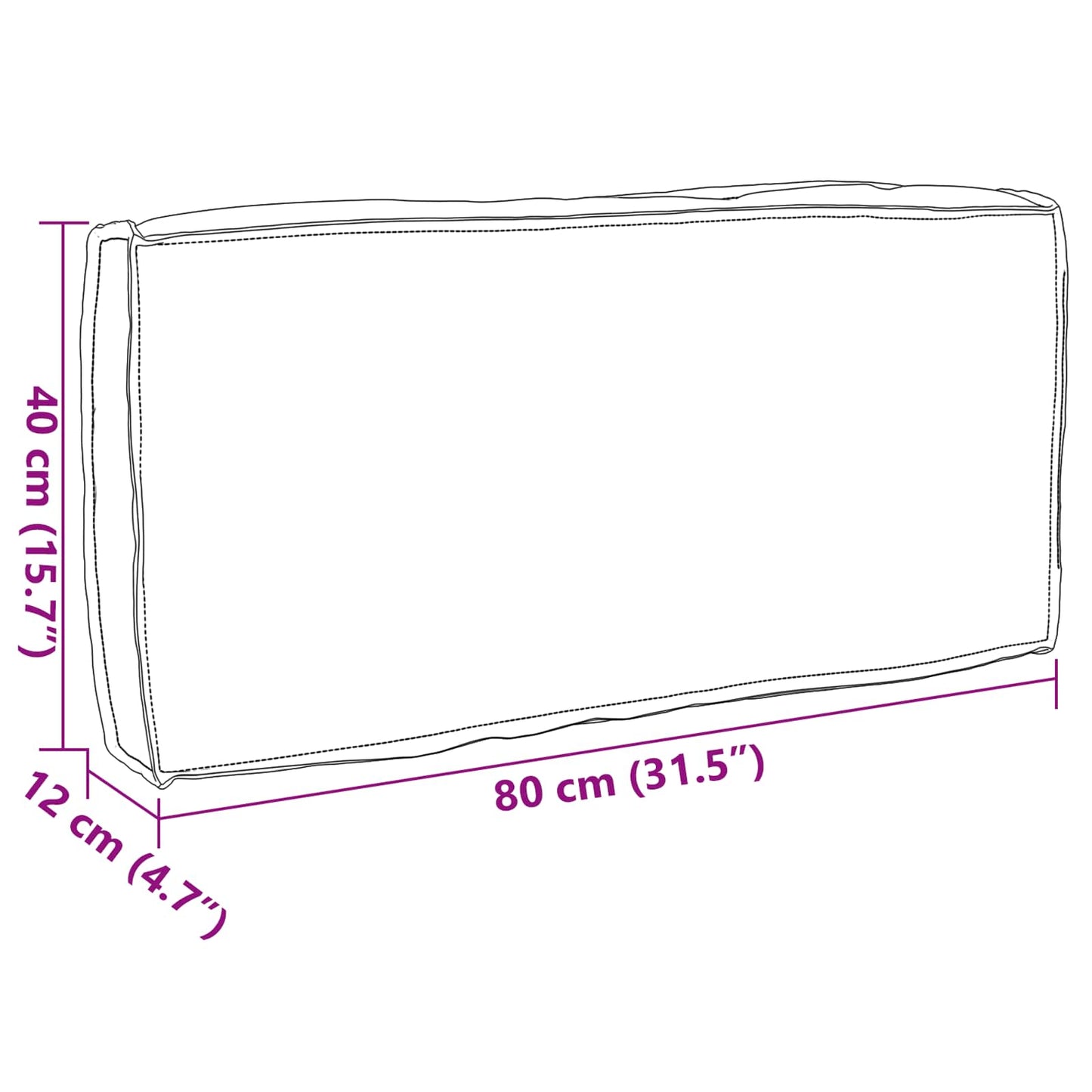 Pude Grå 80 x 40 x 12 cm Oxford stof
