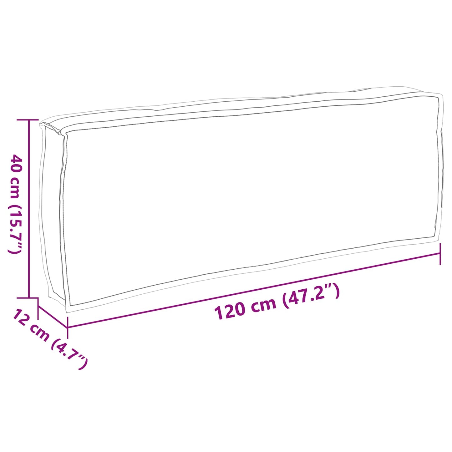 Pude Antracit 120 x 40 x 12 cm Oxford stof