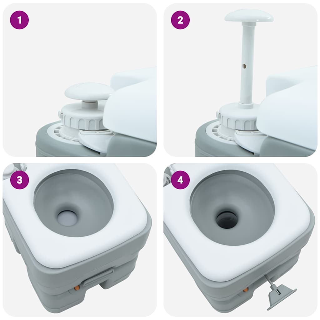 Camping toilet Grå og Hvid 41,5 x 36,5 x 37,5 cm Polyethylen