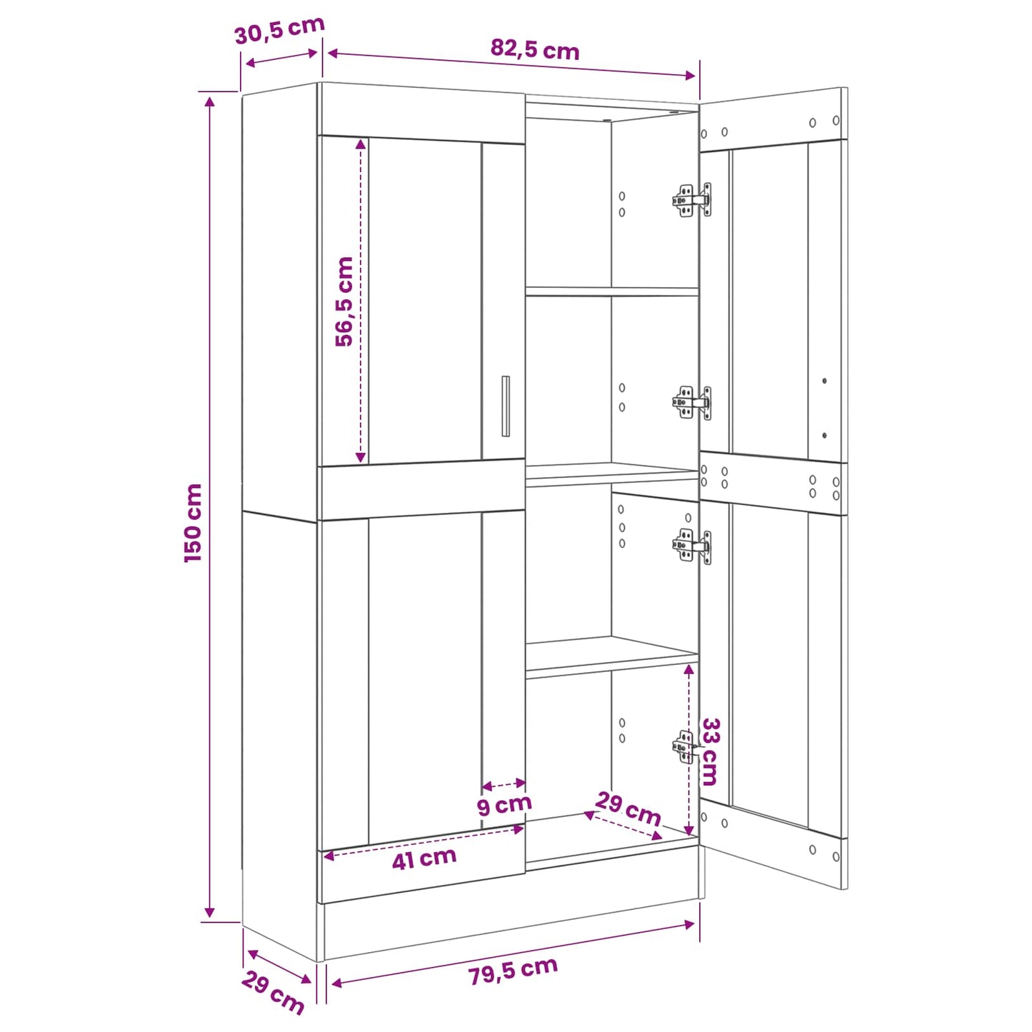 Bogskab 3 niveauer 82,5 x 30,5 x 150 cm Konstrueret træ Sort eg