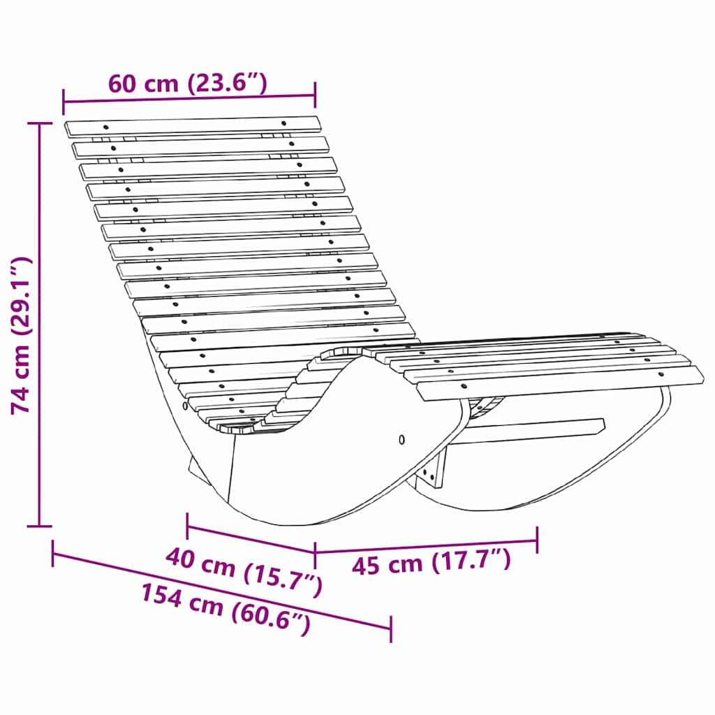 Lounger 2-person 2 pcs Brun 154 x 60 x 74 cm Massivt Akacietræ