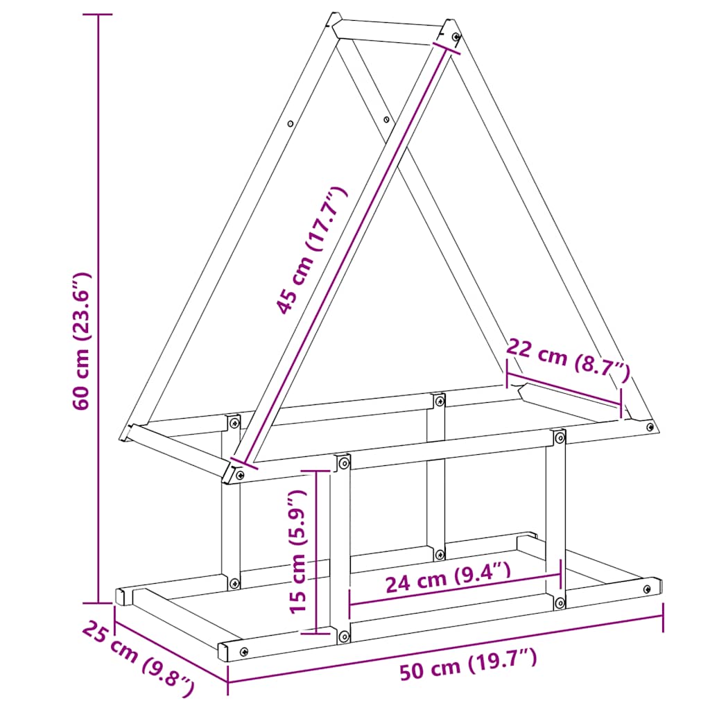 brændestativ 50x25x60 cm koldvalset stål hvid