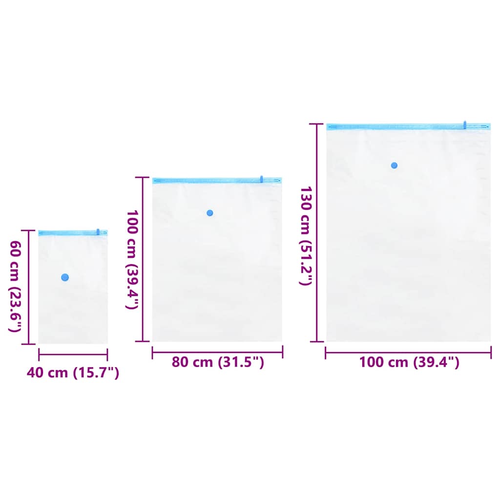Opbevaringsposer 10 pcs Gennemsigtig og blå 130 x 100 cm