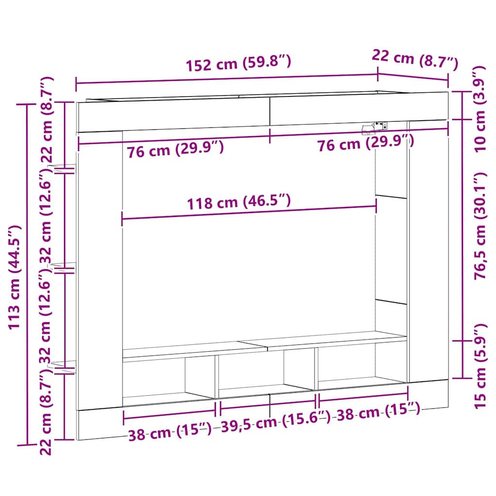 TV-skab 152 x 22 x 113 cm artisan eg Konstrueret træ