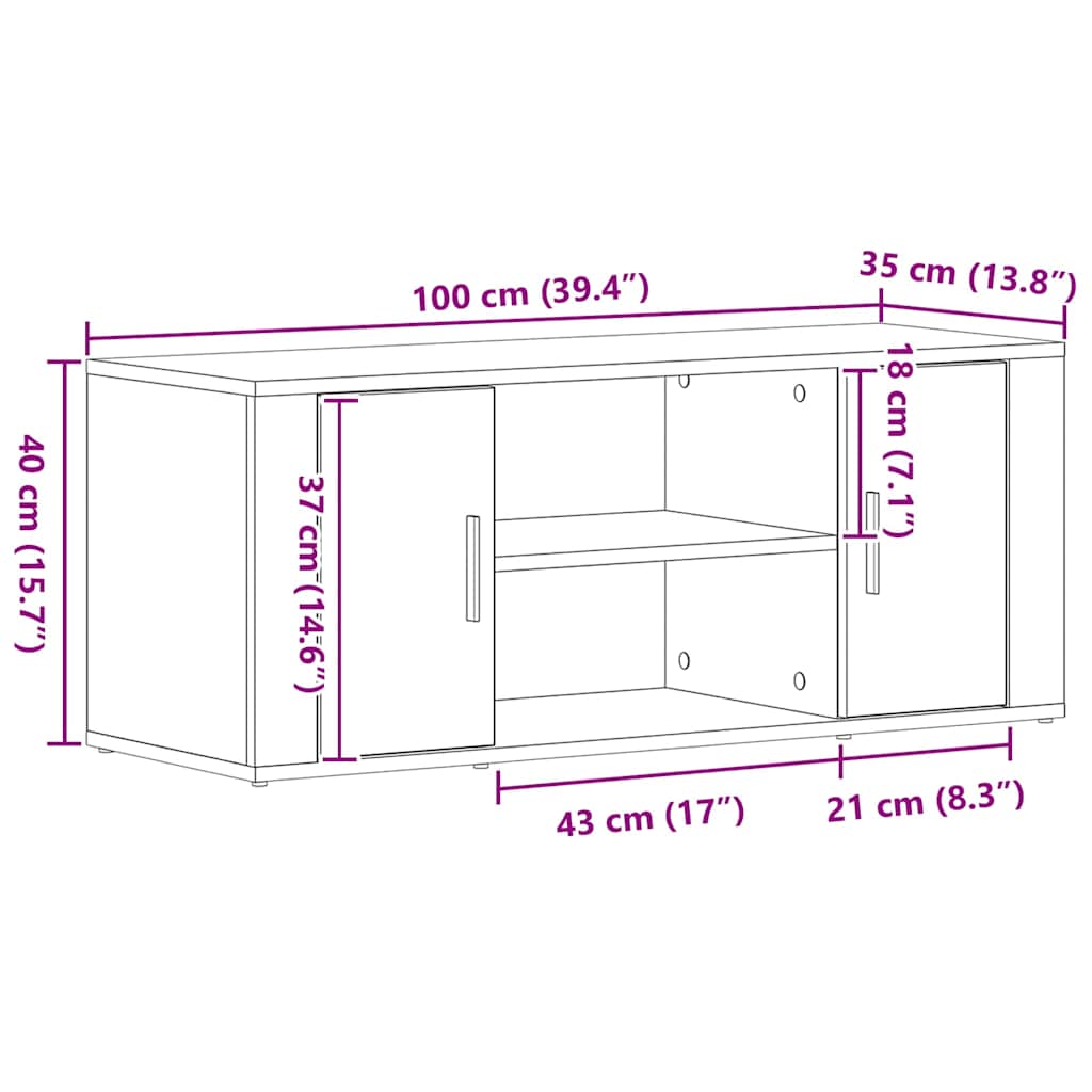 TV-skab 100 x 35 x 40 cm Sort eg Konstrueret træ