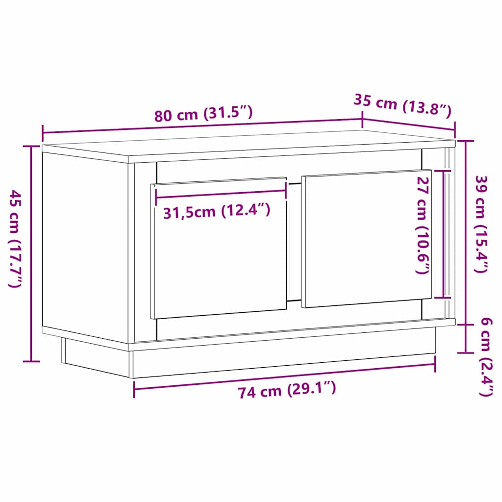 TV-skab Gammelt træ 80 x 35 x 45 cm Konstrueret træ