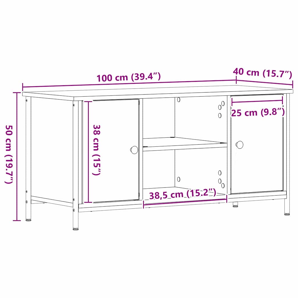 TV-skab Sort eg 100 x 40 x 50 cm Konstrueret træ