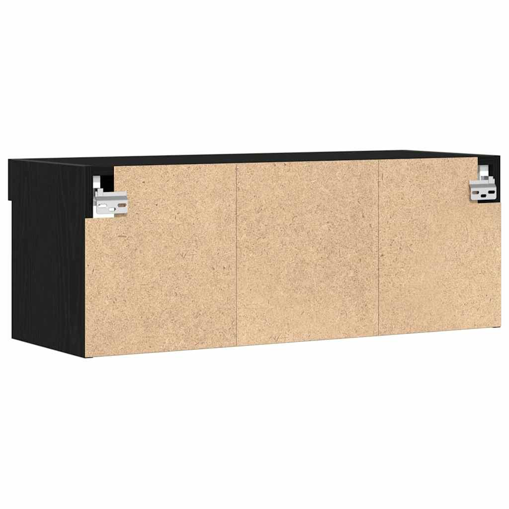 TV-møbelsæt med LED Sort eg 80 x 30 x 30 cm Konstrueret træ