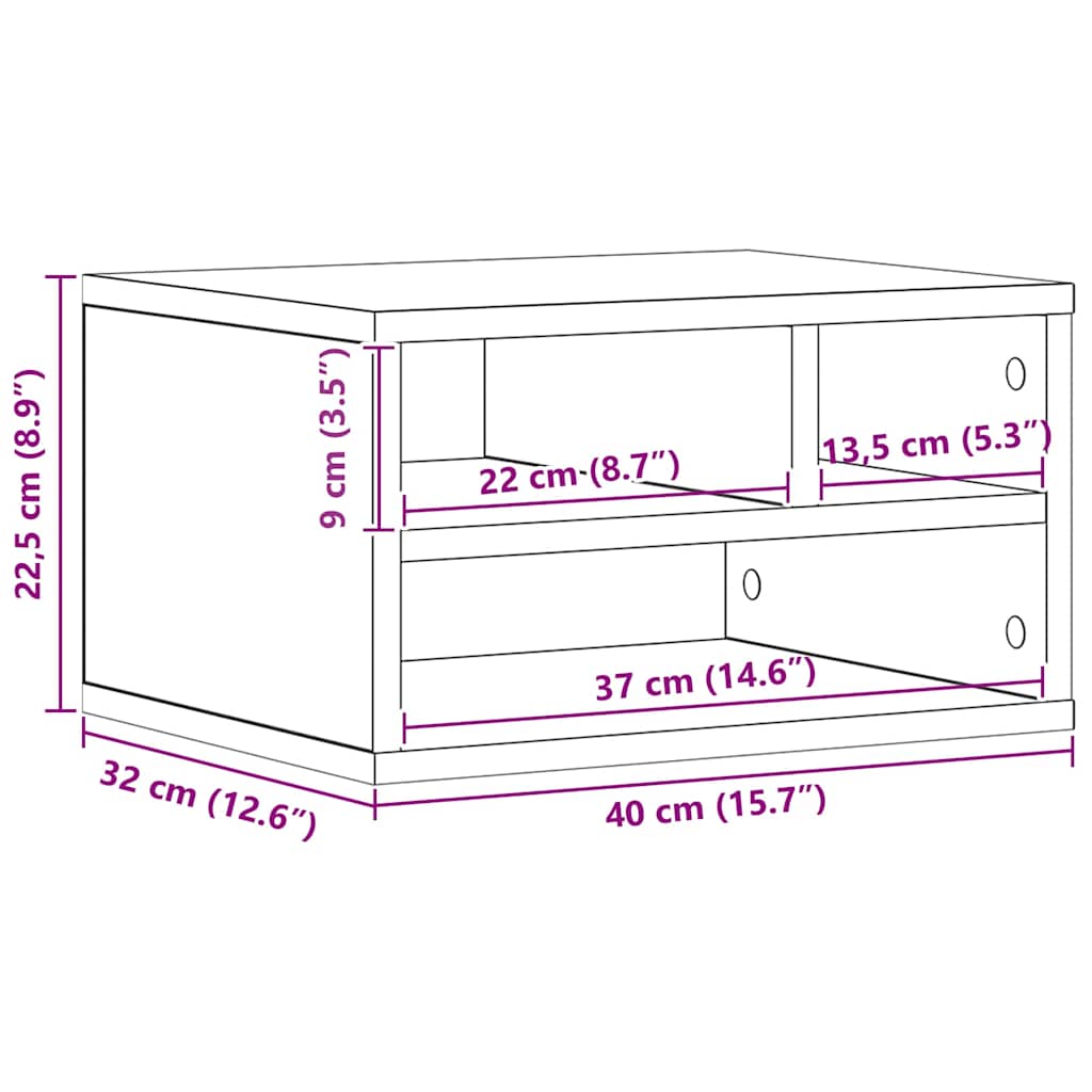 Printerstand Sort eg 40 x 32 x 22,5 cm Konstrueret træ
