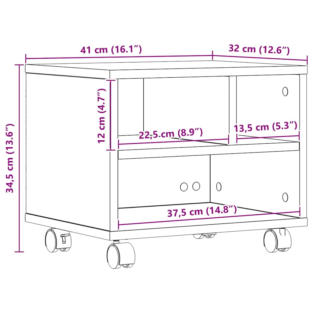 Printerstand Sort eg 41 x 32 x 34,5 cm Konstrueret træ