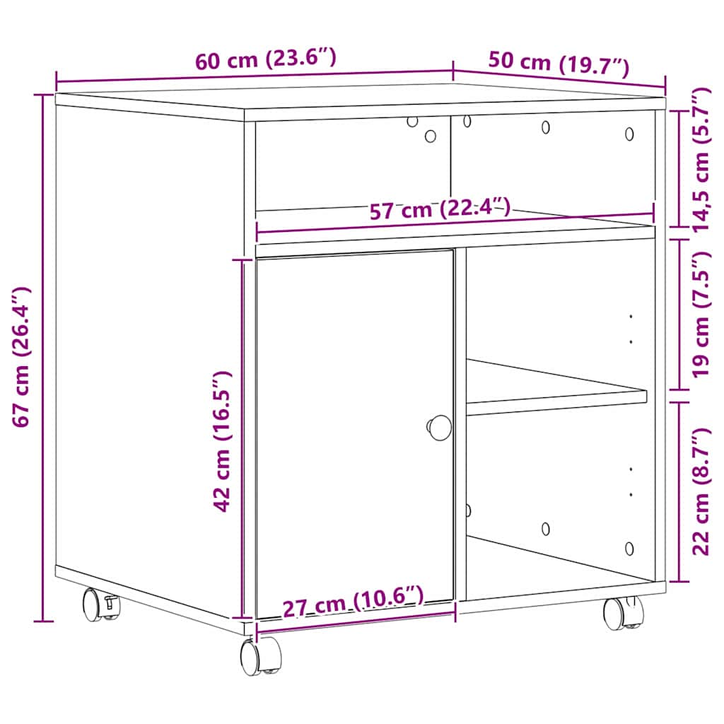 Printerstand Sort eg 60 x 50 x 67 cm Konstrueret træ