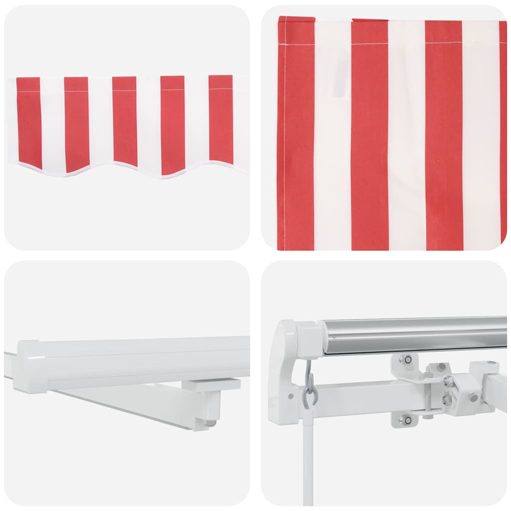 Udtrækkelig markise Rød og Hvid 600 × 350 cm Stof og aluminium