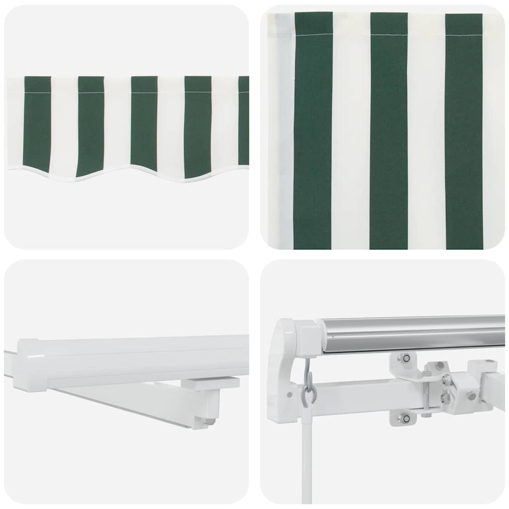 Udtrækkelig markise Grøn og Hvid 600 × 350 cm Stof og aluminium