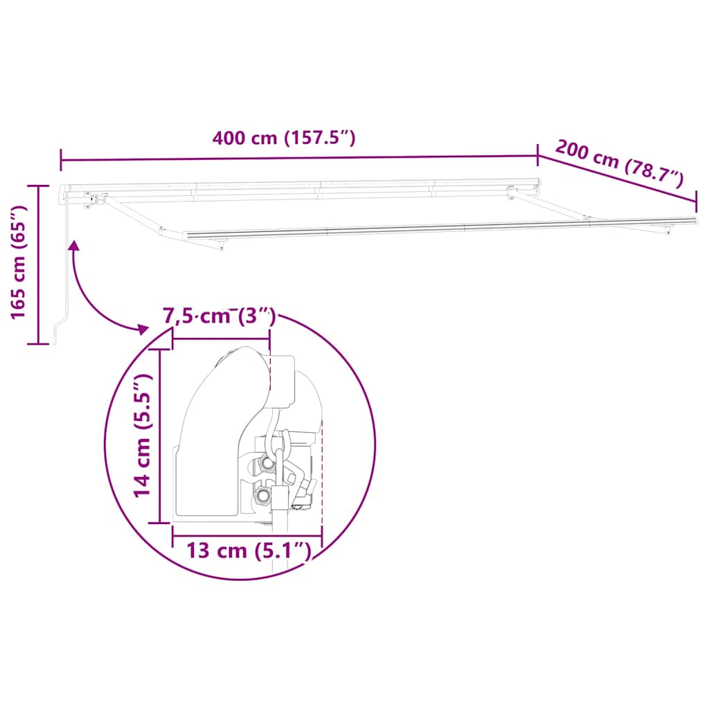 Markiseramme Antracit 4 x 2 m Metal