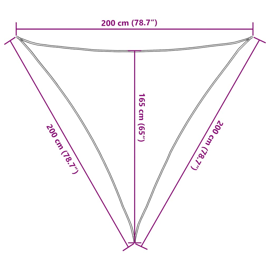 solsejl 2x2x2 m 100 % polyesterstof gråbrun