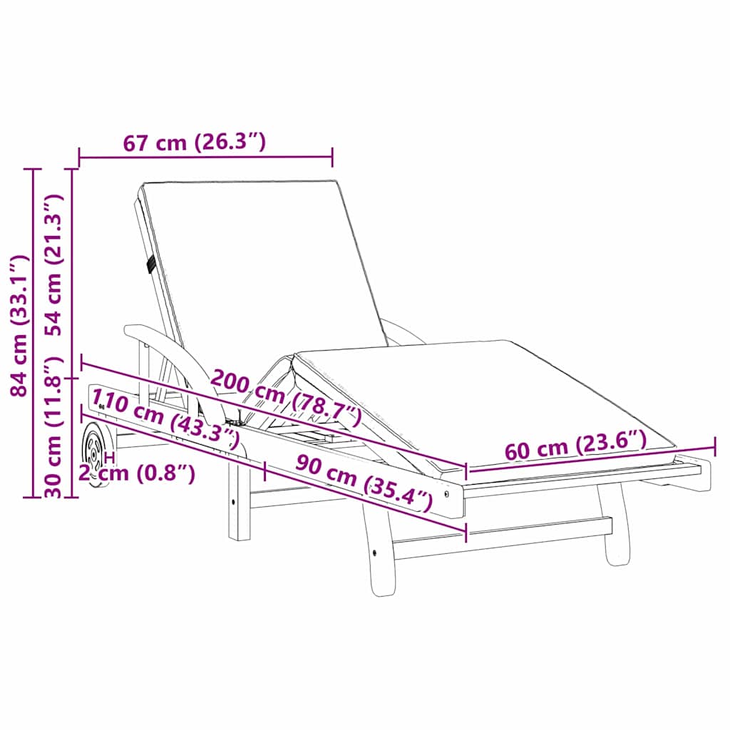 Solstol 2 stk. Massivt Akacietræ Beige