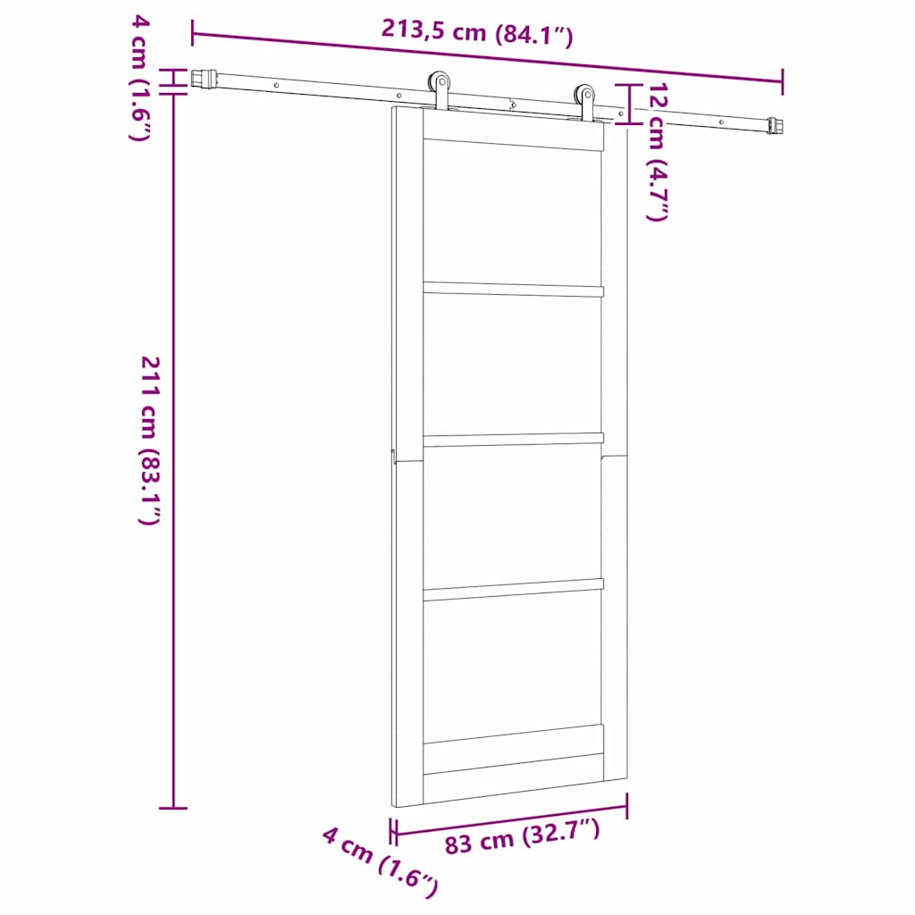 Skydedør ORKDAL Hvid 83 x 211 cm Massivt fyrretræ og glas
