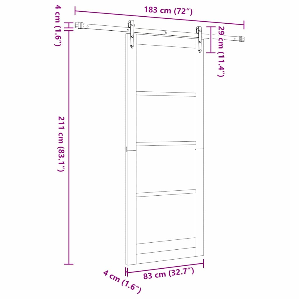 Skydedør Hvid 83 x 211 cm Massivt fyrretræ og glas