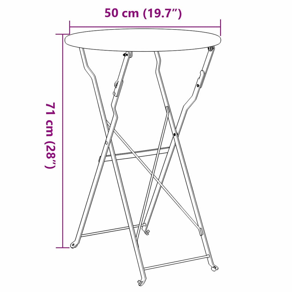Bistrobord Hvid Ø 50 x 71 cm Pulverlakeret stål