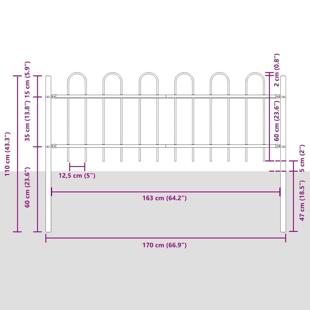 Havehegn BOXTEL 3 stk. 5,1 x 0,6 m Pulverlakeret stål Hvid
