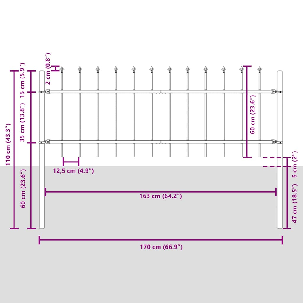Havehegn WOERDEN 8 stk. 13,6 x 0,6 m Pulverlakeret stål Hvid