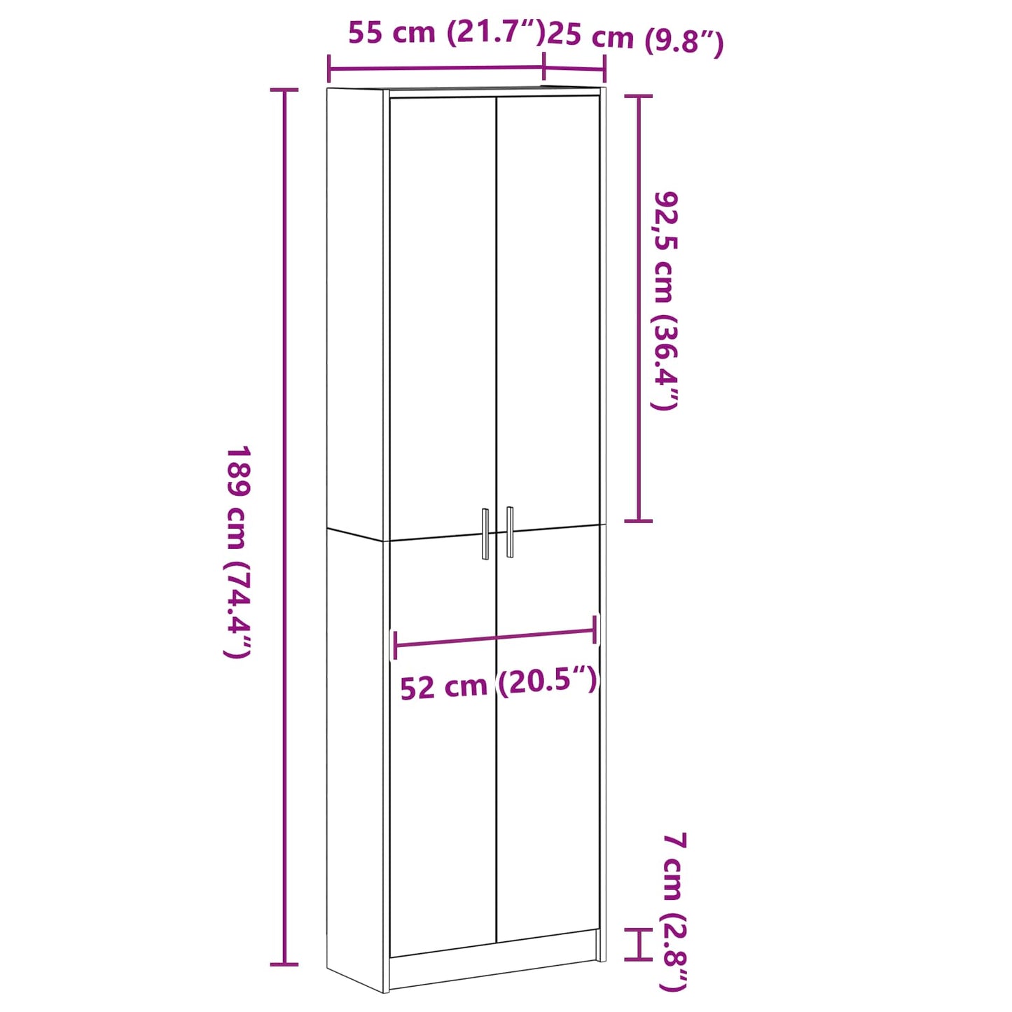 Garderobeskab med hylde Hvid 55 x 25 x 189 cm Konstrueret træ
