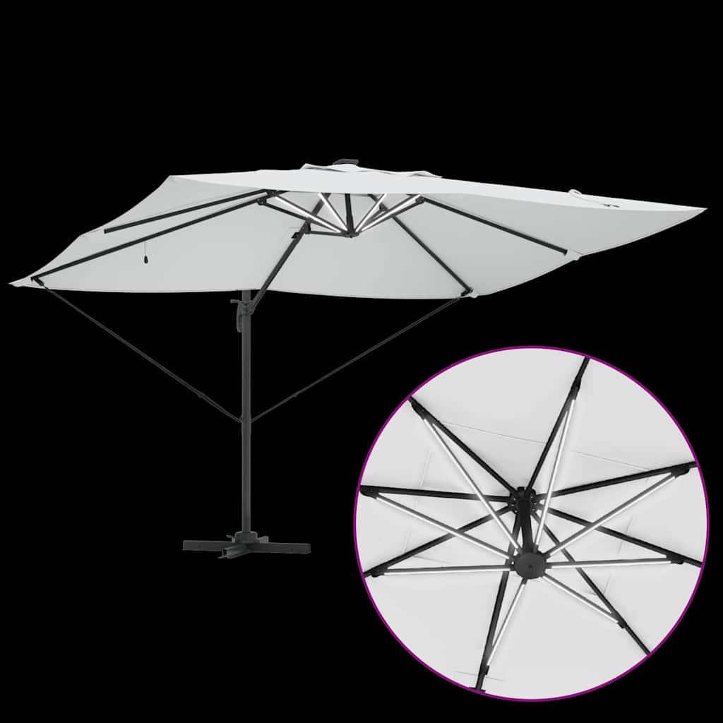 Parasol 352 x 251 x 265 cm Polyester og Aluminium Sandfarvet