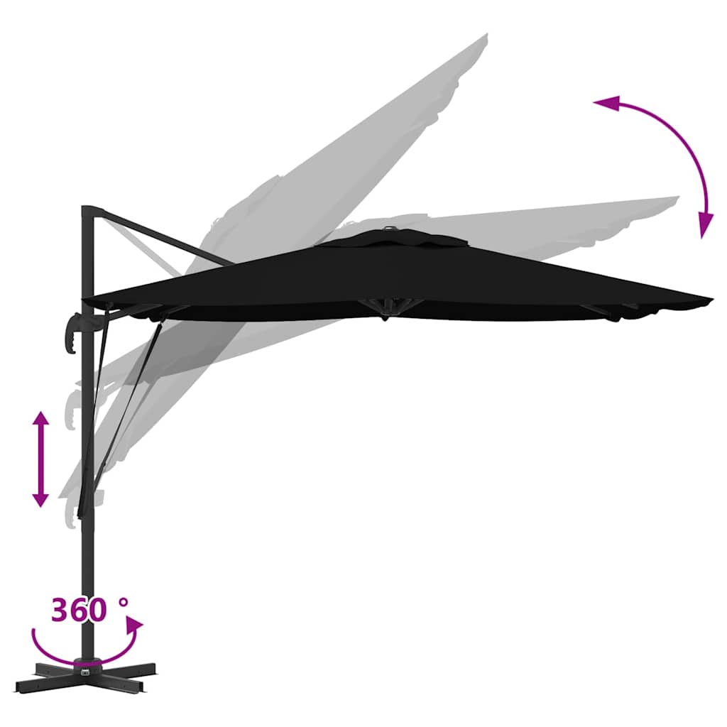 Roma Parasol Sort 286 x 284 x 265 cm Aluminium og Polyester
