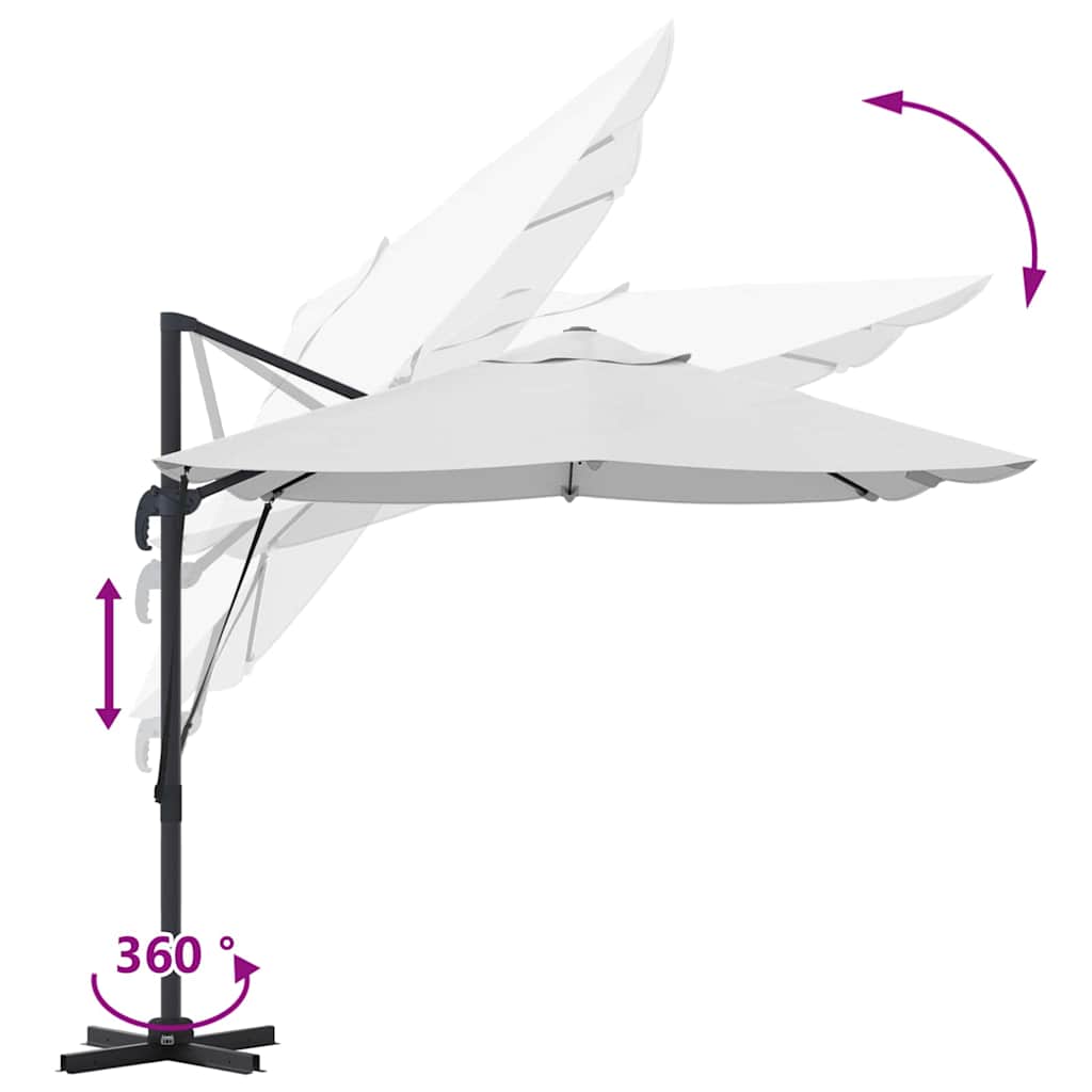 Parasol 351 x 250 x 260 cm Polyester og Aluminium Sandfarvet