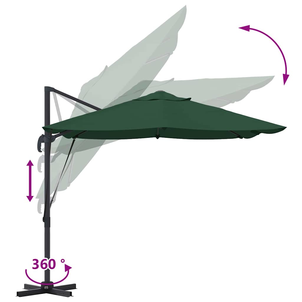Parasol 351 x 250 x 260 cm Polyester og Aluminium Grøn