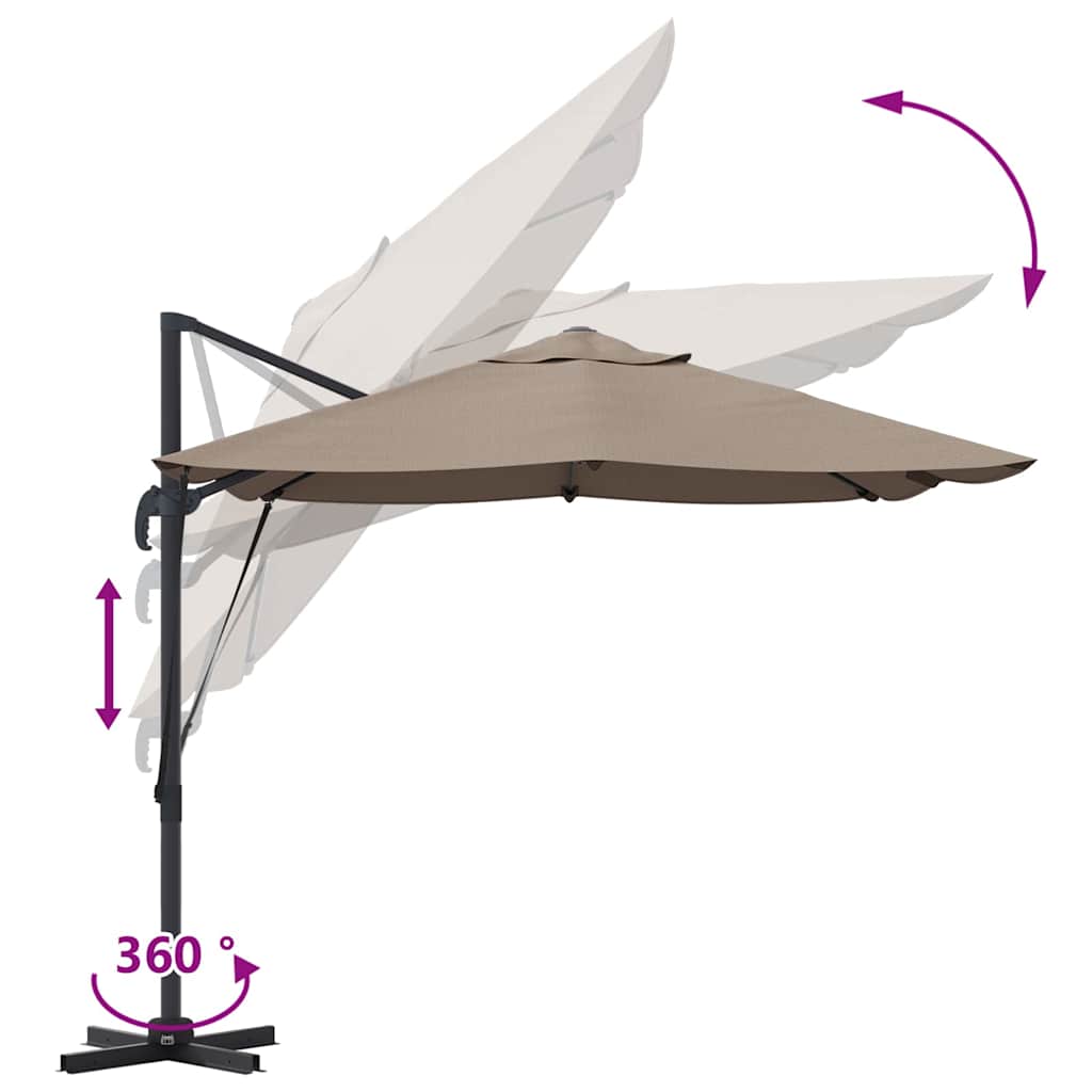 Parasol 351 x 250 x 260 cm Polyester og Aluminium Gråbrun