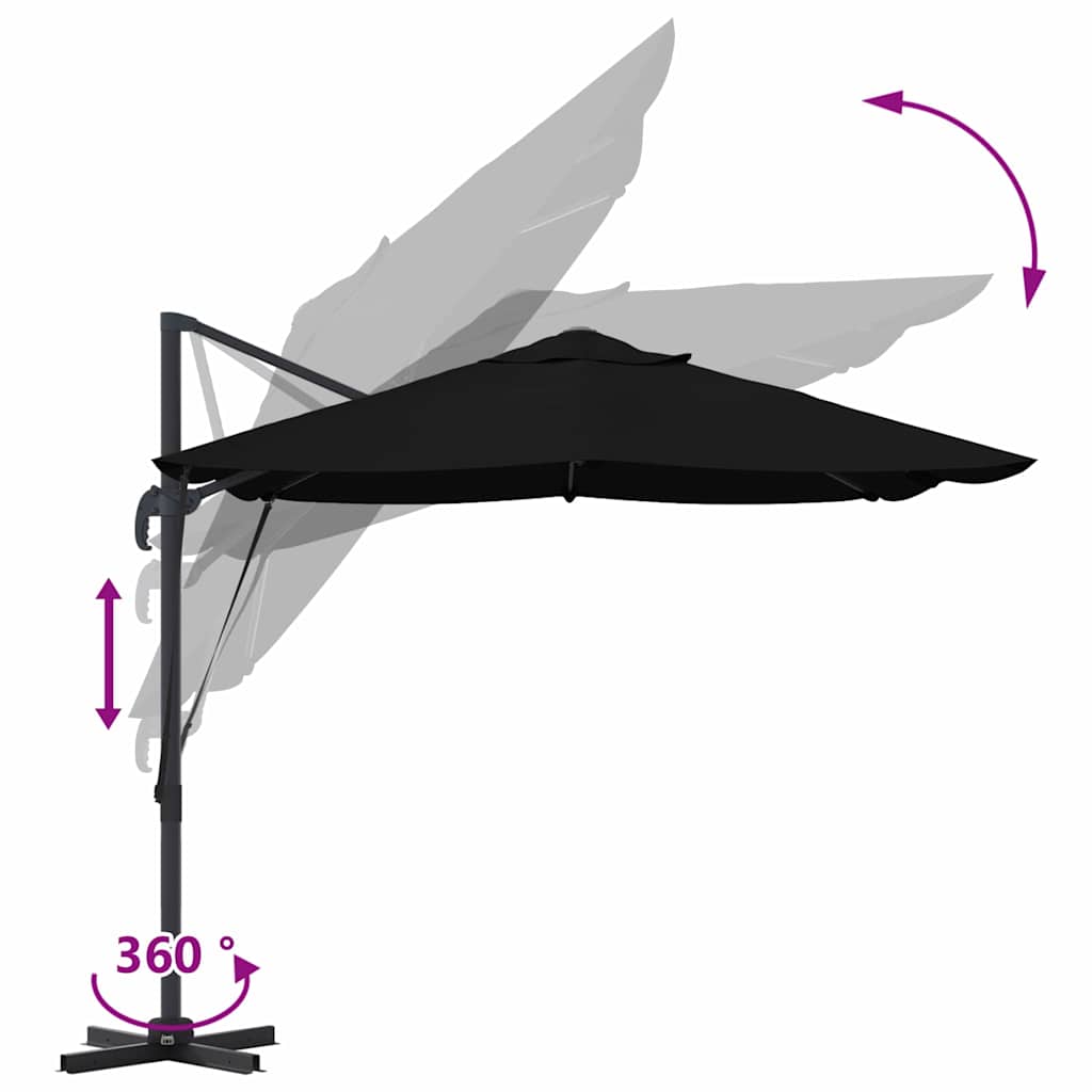 Parasol 351 x 250 x 260 cm Polyester og Aluminium Sort